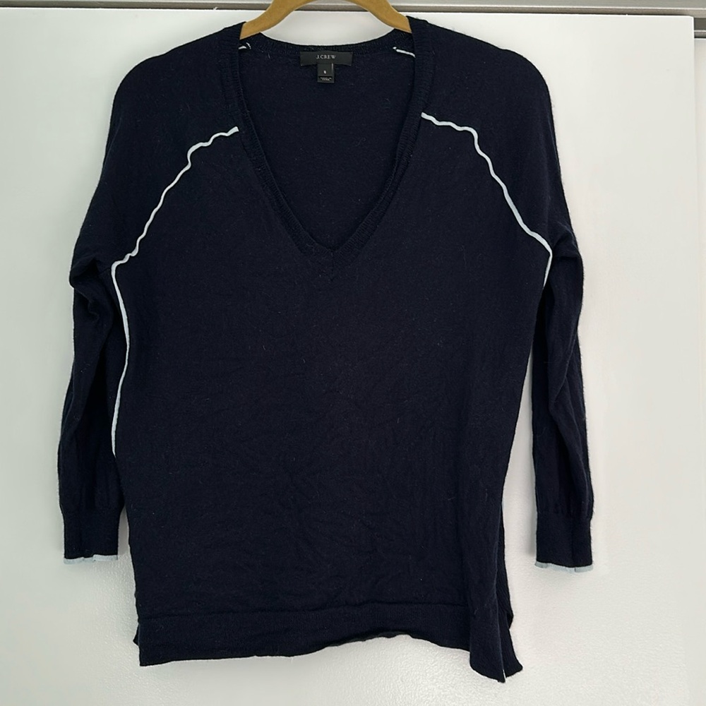 J. Crew 3/4 Sleeve Wool Sweater - Small - Navy